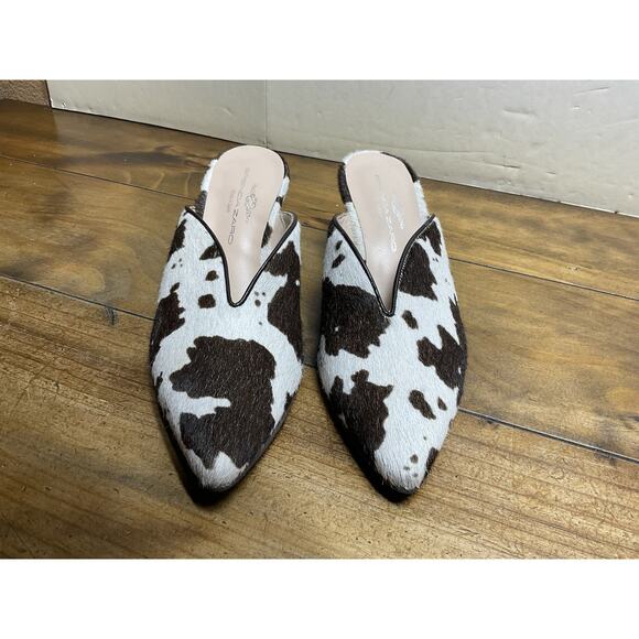 Brenda Zaro Women's 8US 39EU Leather Brown Calf Hair Slides Mules 3" Heels Amina - Picture 3 of 10